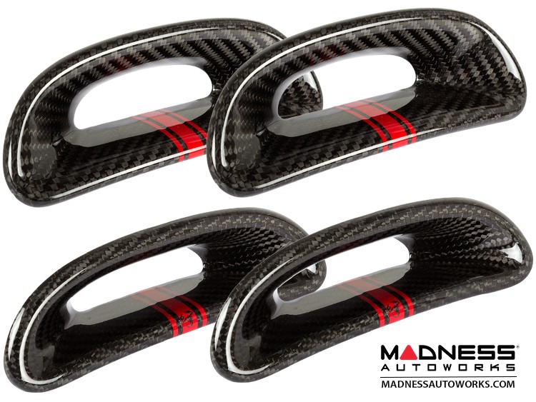 FIAT 500 ABARTH Headrest Inserts Carbon Fiber (4pc set) Red Racing